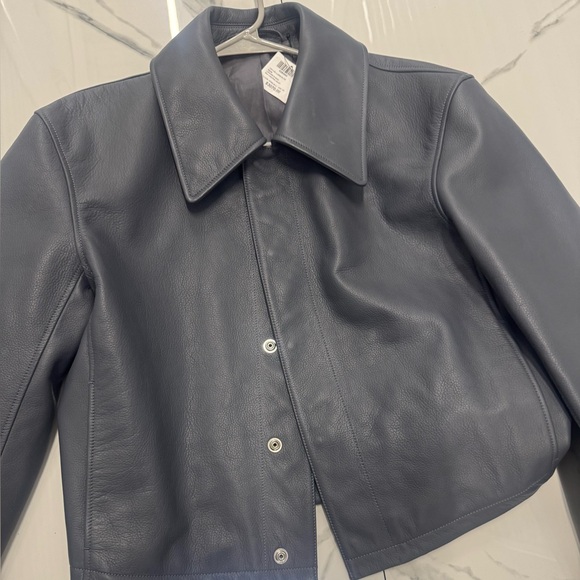 Lemaire Jackets & Blazers - LEMAIRE
Blue Boxy Cropped Leather Jacket